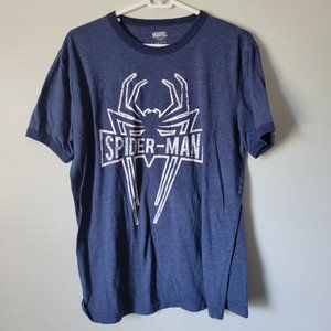 Men's Blue Marvel Spiderman Large Short Sleeve Crew Neck T-Shirt